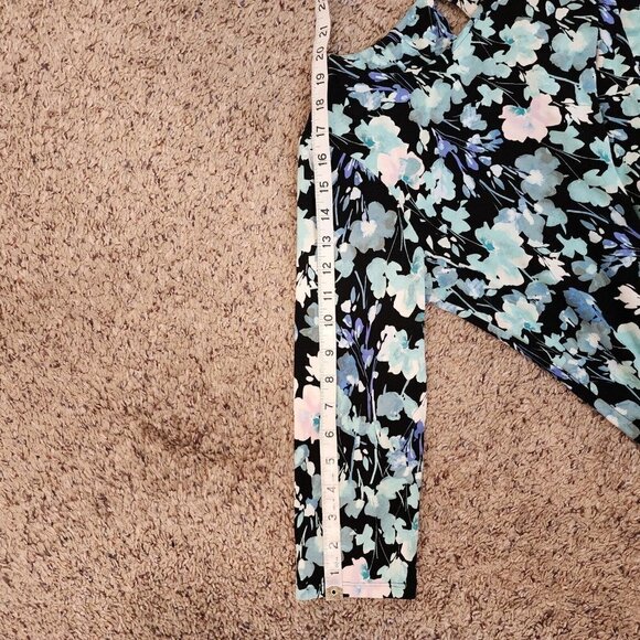 J.Jill Wearever Collection Dark Floral Black Blue 3/4 Sleeve Stretchy Tunic PS - Picture 12 of 12